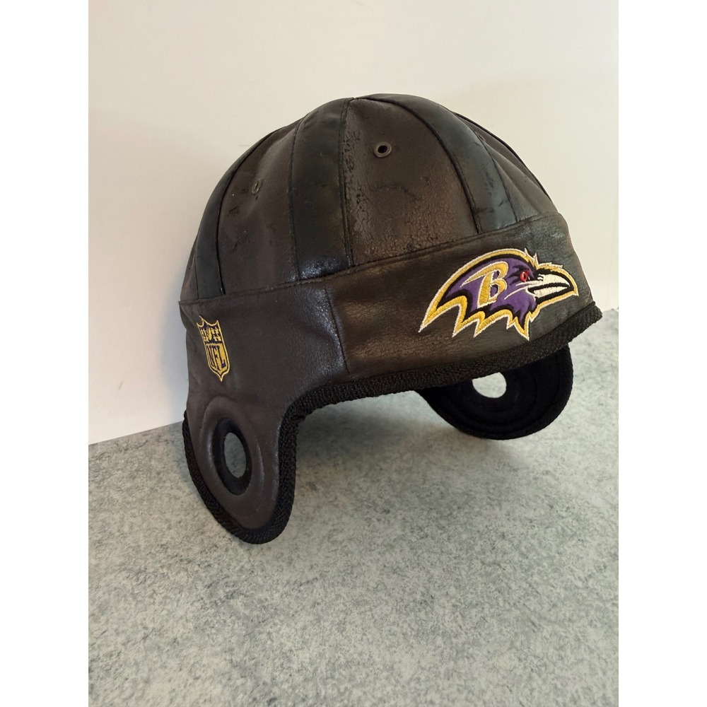 Reebok NFL Baltimore Ravens Vintage Style Leather Football Helmet Hat Brown